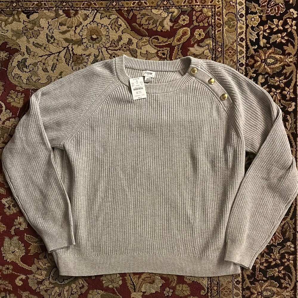 J. Crew Gray Crew Neck Sweater with Long Sleeves